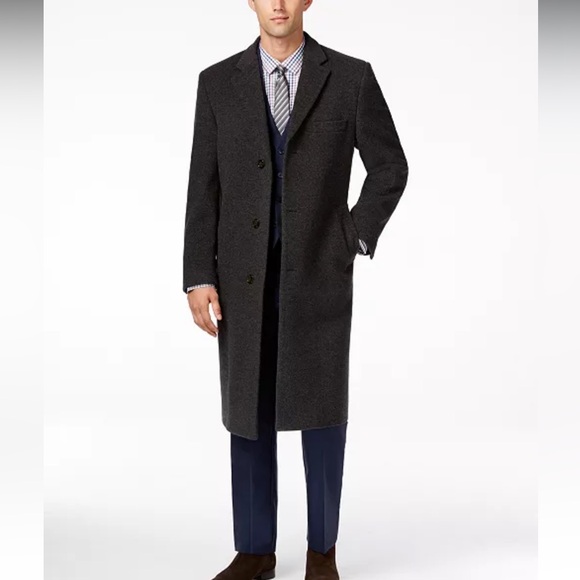 Ralph Lauren Blue Label Other - Vtg Ralph Ralph Lauren Overcoat Wool  Dark Gray Black Herringbone Mens 48R